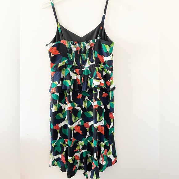 J. Crew Sosi Printed Silk Floral Spaghetti Strap Ruffle Dress Size 14 - Picture 3 of 9
